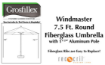 Picture of Grosfillex WINDMASTER 7 ½ ft. & 9 ft. Fiberglass Umbrellas with Aluminum 1 ½" Pole