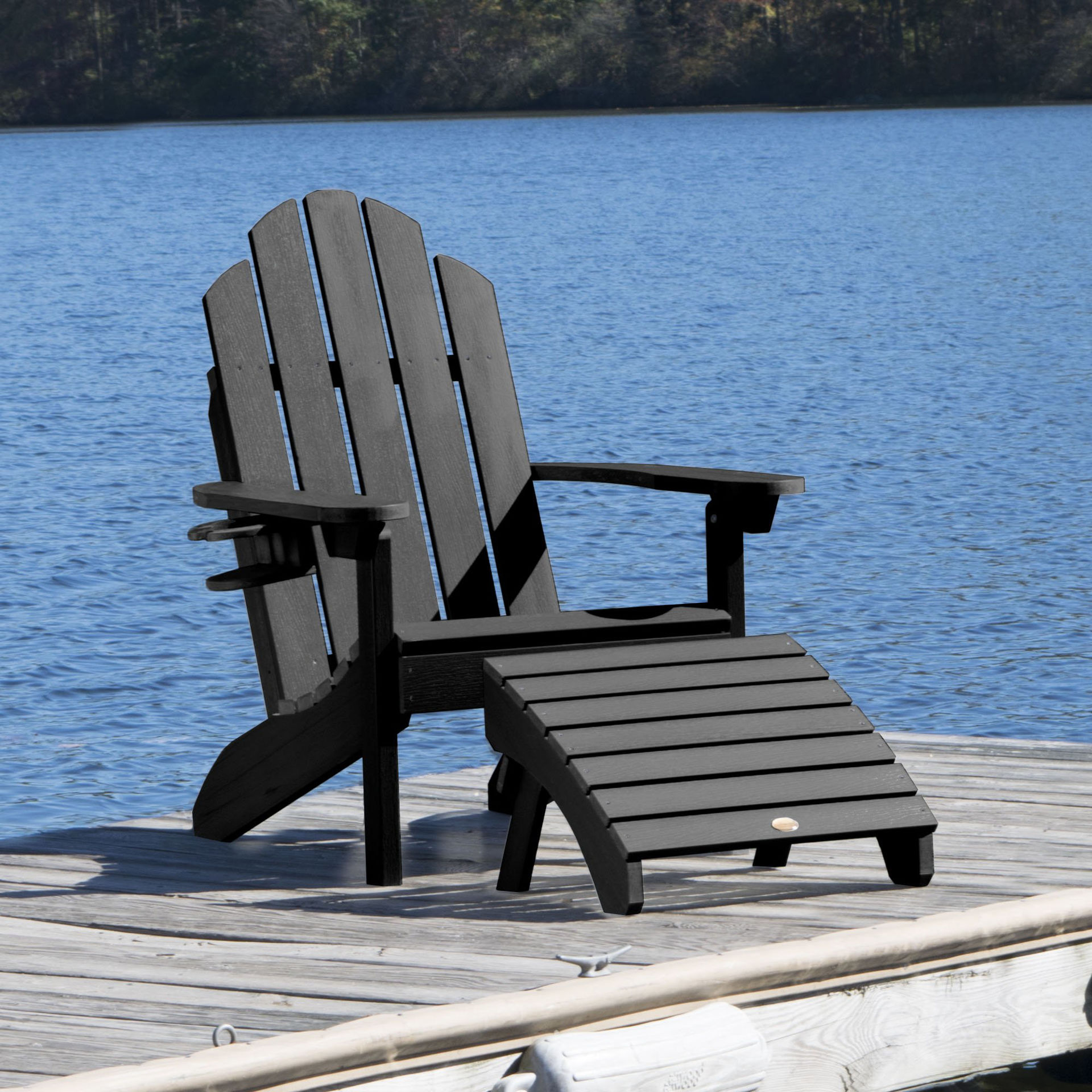 Buy Classic Westport Adirondack Chair With Cup Holder And Folding Adirondack Ottoman By Highwood