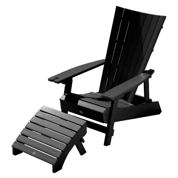 Picture of Manhattan Beach Adirondack Chair with Wine Glass Holder and Folding Adirondack Ottoman