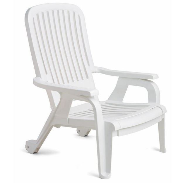 Picture of Bahia Stacking Deck Chair White Shipped in Packs of Two.