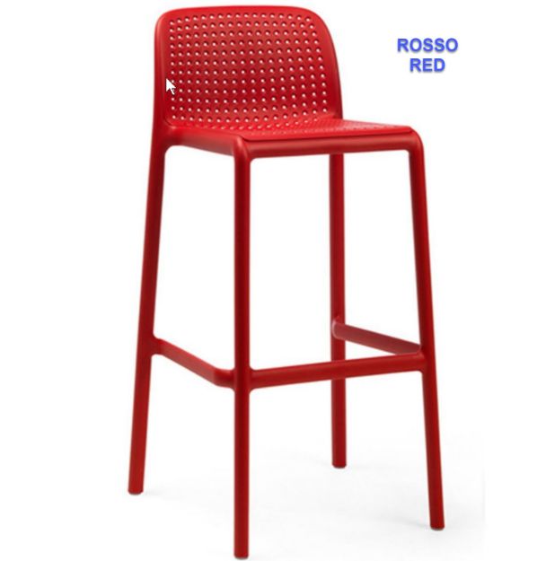 Nardi Lido Fiberglass Resin Stackable Outdoor Patio Bar Stool x 4